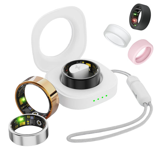 Smart Ring For Women Men Health Tracker Rings IP68 Waterproof Fitness Ring Long Lasting Batteries Sleep Ring With Charging Case And Ring Protector Remote Photography Family Care No App Fees