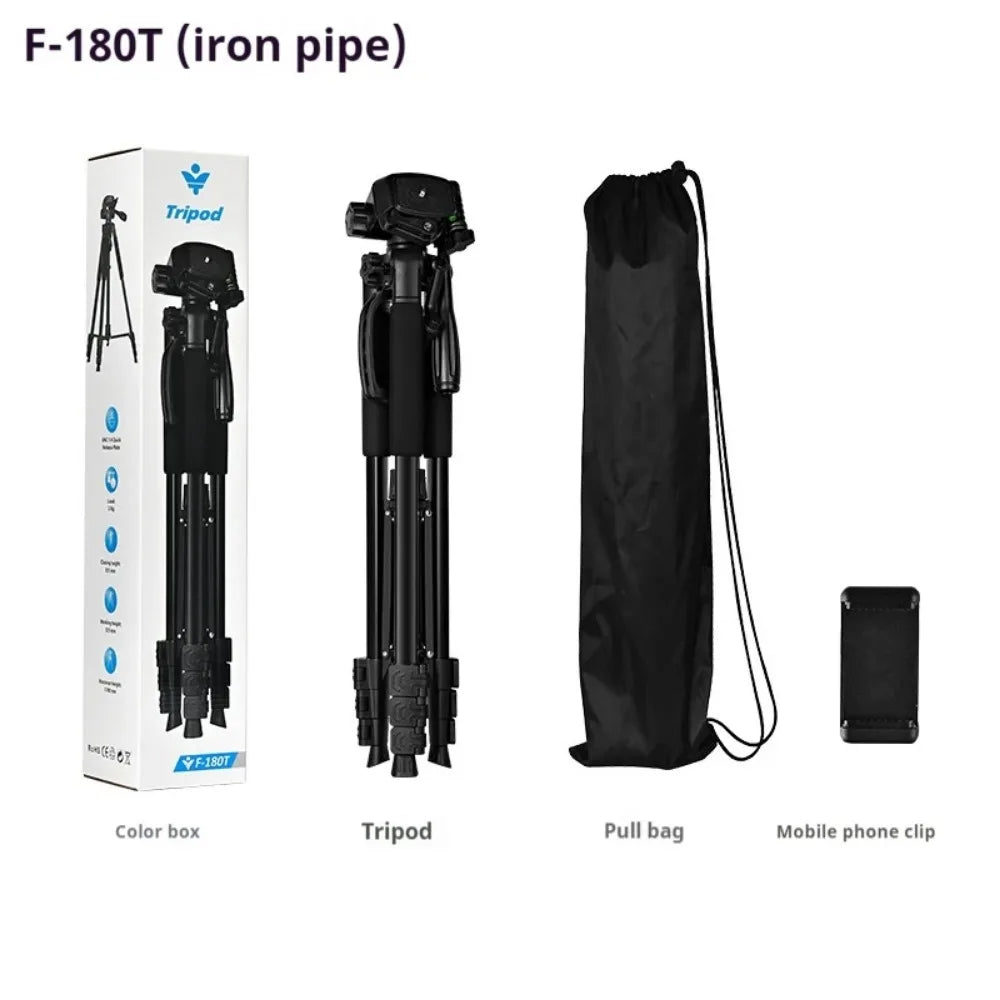 F180 Professional Tripod 180cm Phone HolderMultifunction Outdoor Portable Tripod for Live Streaming Photography Shooting Tripod