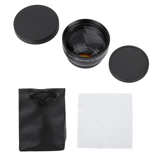 2X Lens 52mm 2X Magnification HD Converter Telephoto Lens for 52mm Mount Camera 52mm Mount Camera Lens High Definition Lens