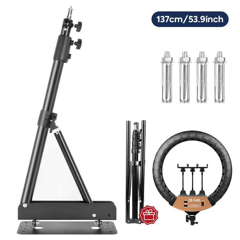 22" Ring Light Kit With Boom Arm Stand, 3200-6500k Dimmable Led Video Light,With Carrying Bag For Phone,Barber Shop,Beauty Room