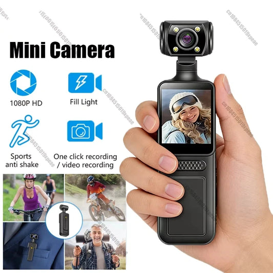 Lenovo 2026New Handheld Pocket 8K HD Camera 180 ° Rotating Mini Portable Camera Wearable Night Vision Outdoor Sports Camera