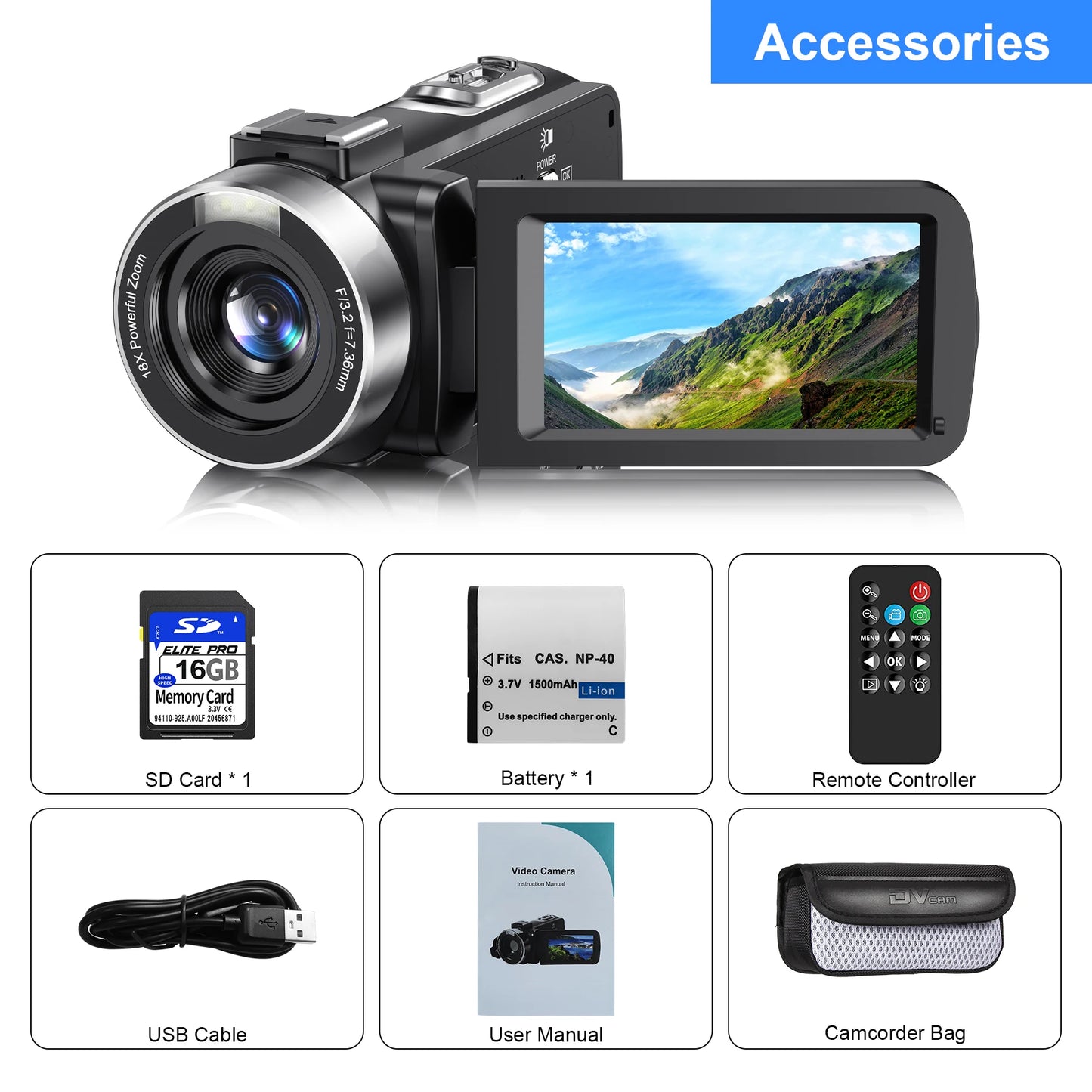 4K Digital Video 18X Digital Zoom 42MP 2 in1 Photo Video Camcorder 3.0 inch Rotatable Screen High Definition Camera DV Cameras
