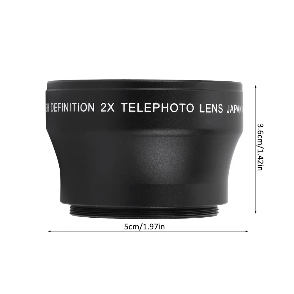 2X Lens Camera Lens 2X Magnification High Definition Converter Telephoto Lens for 37mm Mount Camera Lens High Definition Lens
