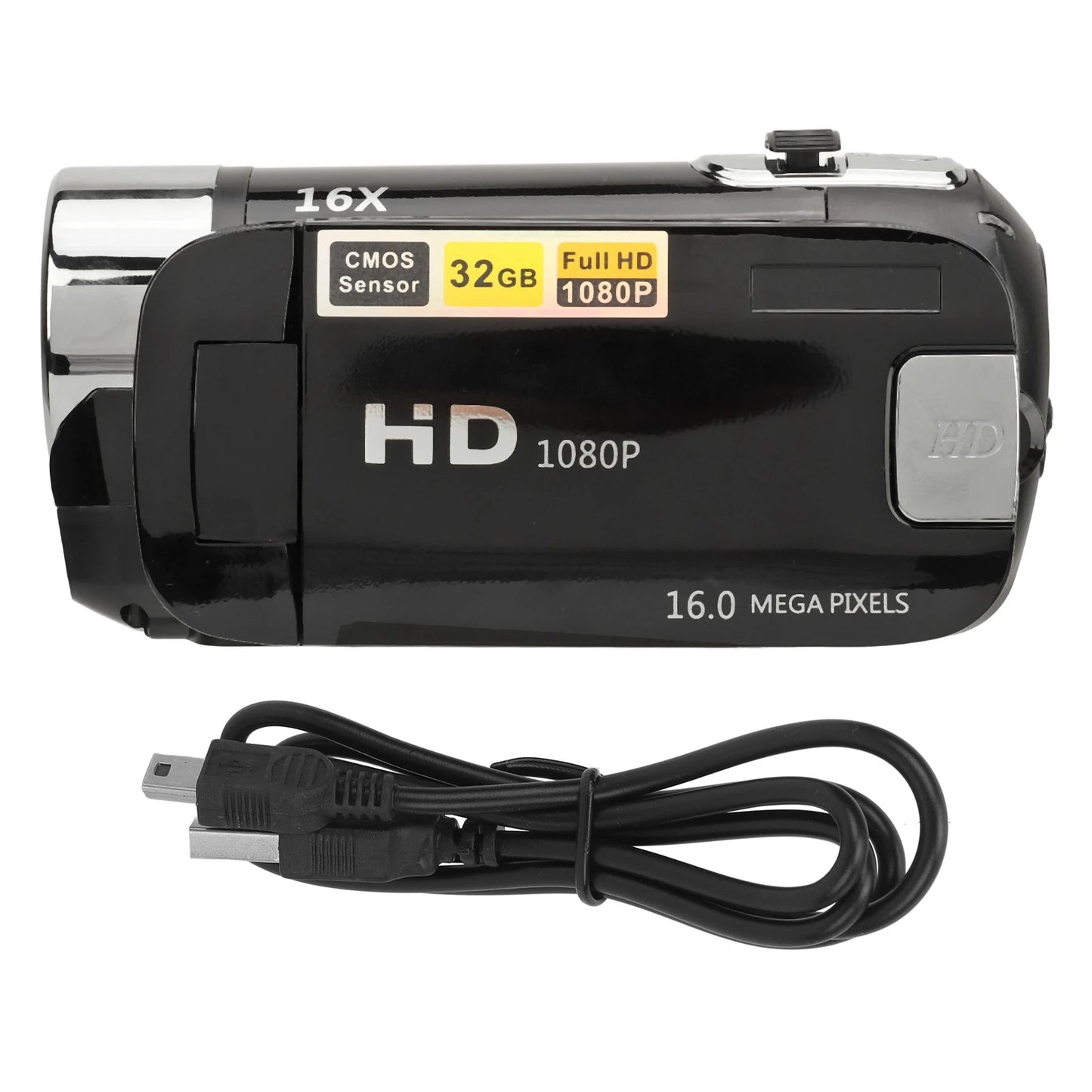 D90 1080P 16MP Digital Camera 2.4 Inch Rotatable Screen Camcorder 16X Zoom HD Video Recorder with Fill Light HD Video Camcorder