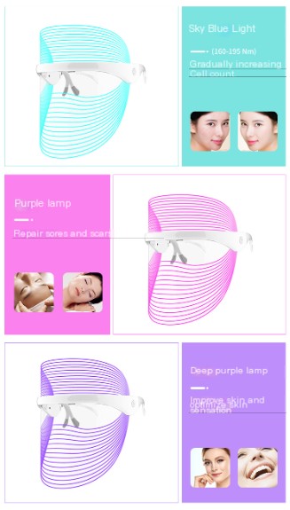 LED Facial Mask and Beauty Device with Color Light