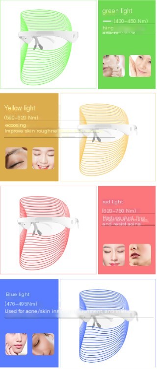 LED Facial Mask and Beauty Device with Color Light