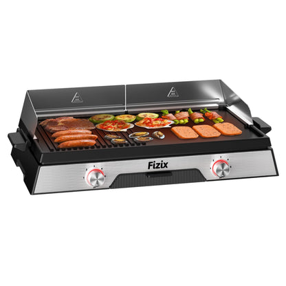 Fizix Electric Griddle Nonstick 1600WElectric Griddle for Indoor and OutdoorAdjustable Temperature ControlsGriddle Pan Electric for PancakesSkillets110V Large Electric GriddleBlack