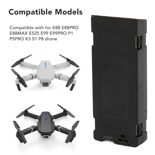 3.7V 1800Mah Li Ion Battery Replacement RC Drone Battery for E88 E88PRO E88MAX E525 E99 E99PRO P1 P5PRO K3 S1 P8