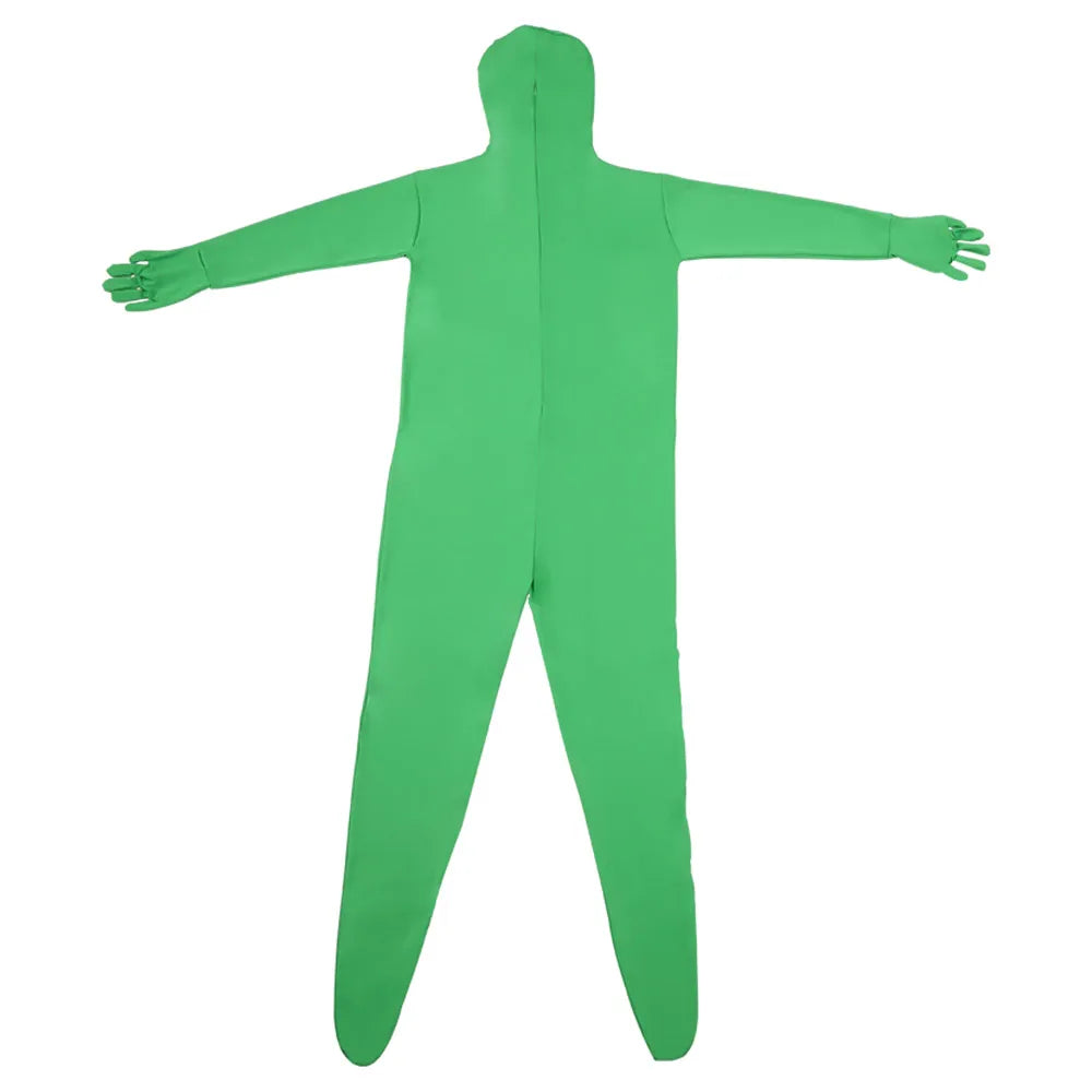 Unisex Adult Green Bodysuit Stretch Costume 160/170/180cm Full Body Photography Chromakey Green Suit for Video Festival Cosplay