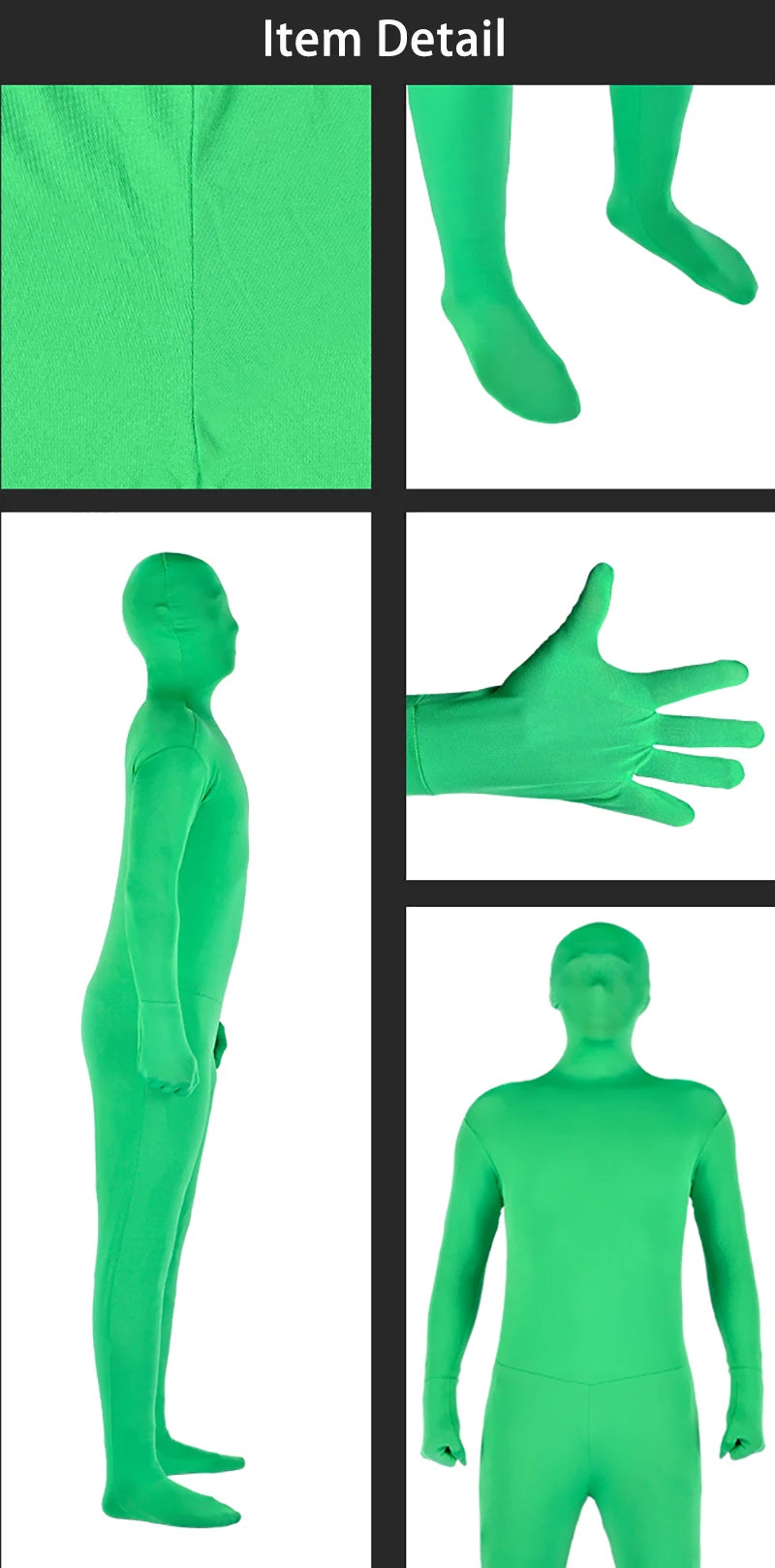 Green Screen Suit Chroma Key Cosplay Costumes For Tiktok Backdrop Video Film Invisible Effect Background Stretchy Tight Bodysuit
