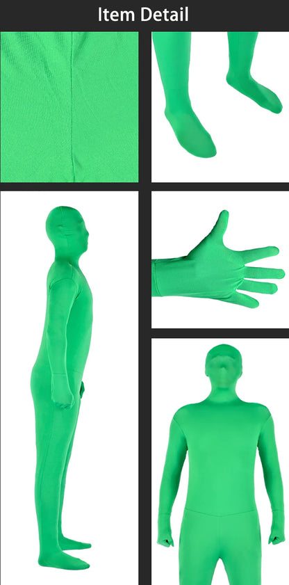 Green Screen Suit Chroma Key Cosplay Costumes For Tiktok Backdrop Video Film Invisible Effect Background Stretchy Tight Bodysuit