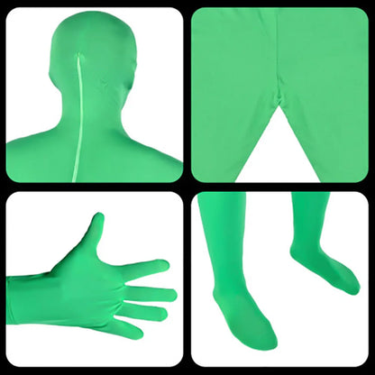 Unisex Adult Green Bodysuit Stretch Costume 160/170/180cm Full Body Photography Chromakey Green Suit for Video Festival Cosplay