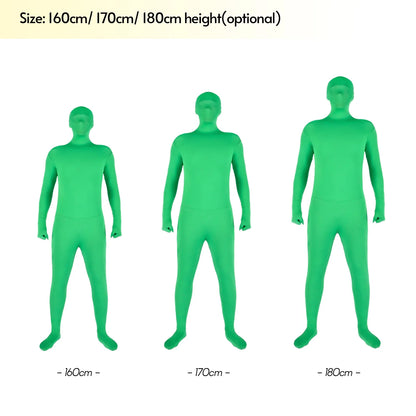 Unisex Adult Green Bodysuit Stretch Costume 160/170/180cm Full Body Photography Chromakey Green Suit for Video Festival Cosplay