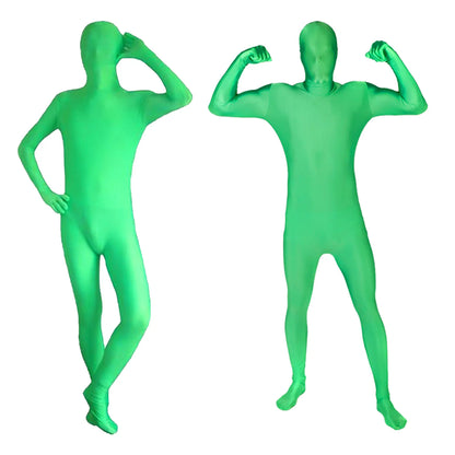 Unisex Adult Green Bodysuit Stretch Costume 160/170/180cm Full Body Photography Chromakey Green Suit for Video Festival Cosplay