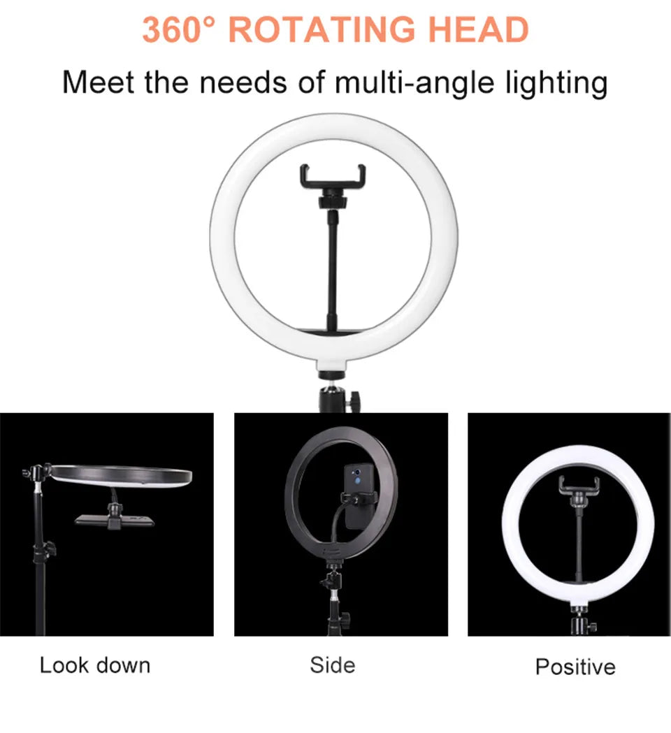 26/33cm Photo Ring light Led Selfie Ring Light Phone Bluetooth broadcast bracket Photography Lighting With Tripod