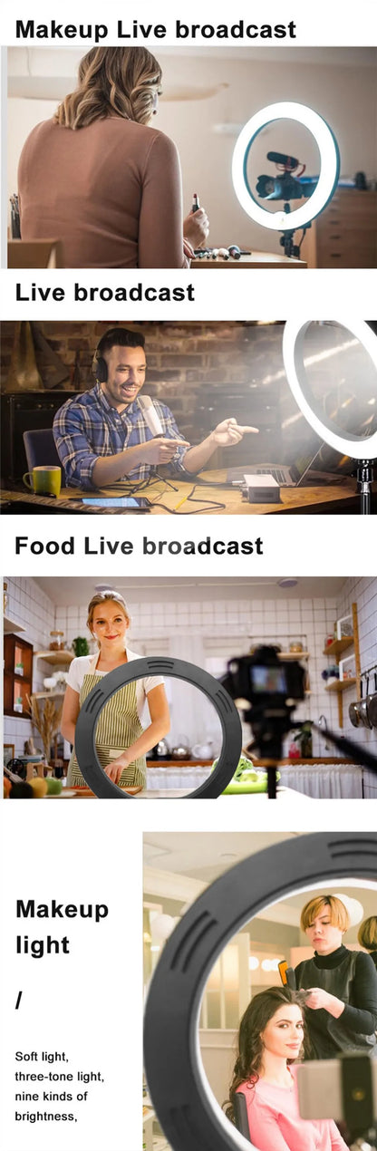 26/33cm Photo Ring light Led Selfie Ring Light Phone Bluetooth broadcast bracket Photography Lighting With Tripod