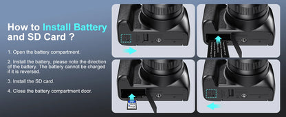 4K Digital Camera Professional photography 12X Optical Zoom 72MP Auto-Focus WIFI Flash Light For Tiktok Ins Youtube Webcast