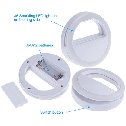 Led Selfie Ring Light Mobile Phone Lens Lamp Adjustable Live Brightness Portable Selfie Fill Ring Light For iPhone Xiaomi Huawei
