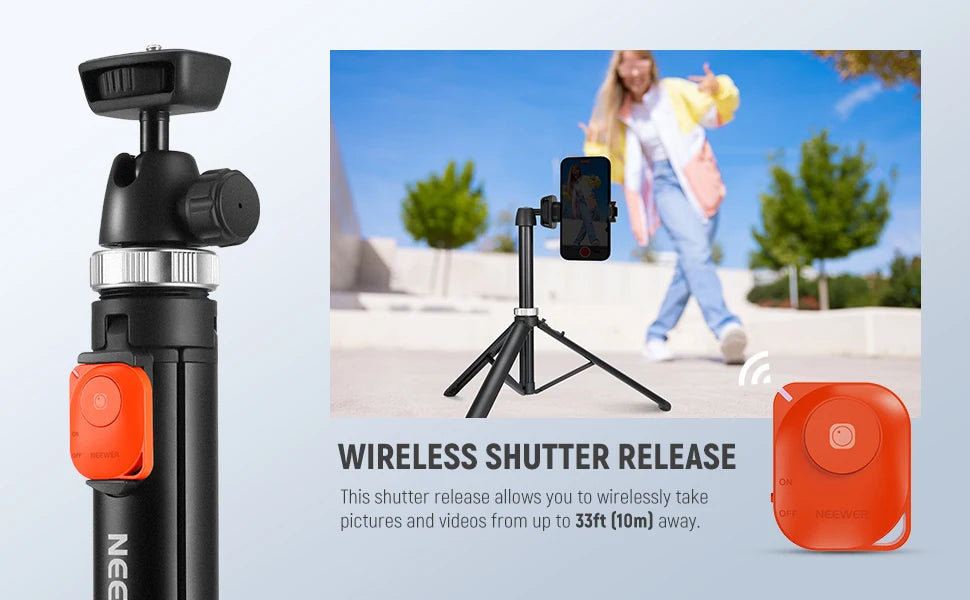 NEEWER Phone Tripod for Cell Phone Camera Remote 62.9" All Metal Selfie Stick Travel Vlog Tripod Stand for iPhone with Holder