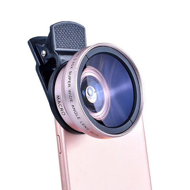 2 Functions Mobile Phone Lens 0.45X Wide Angle Len & 12.5X Macro HD Camera Lens Universal for iPhone Android Phone