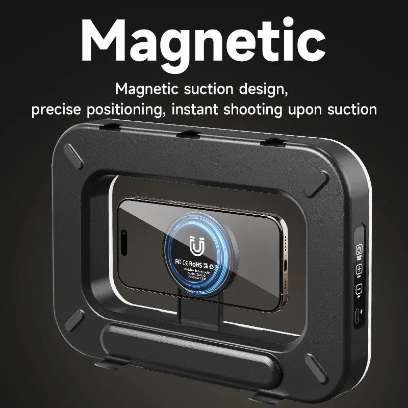 RGB Magnetic Handheld Ring Fill Light - Rechargeable for Phone Live Streaming, Photography, Desktop & Camera Cage Selfie Lightin