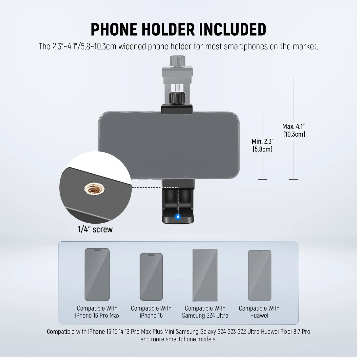 NEEWER Basic Phone Tripod for iPhone & Camera w/Remote & Phone Holder, 66" Metal Selfie Stick Travel Vlog Cell Phone Stand f