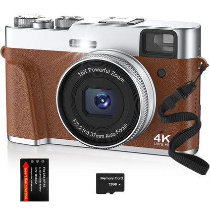9PC 4K Digital Camera, 48MP Vlog , 16X Zoom, Auto Focus, 2.8'' Screen Photography Travel Selfie Household Professional Camera.