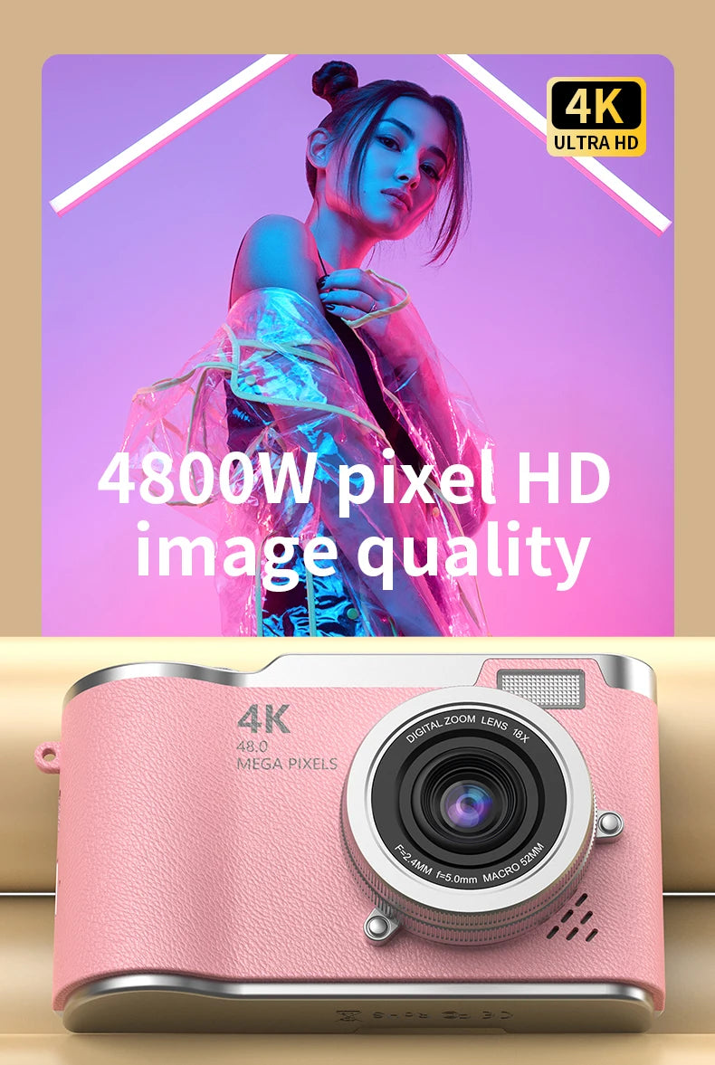 Digital Camera 4K 48MP Photography Camera Video Camcorder Rechargeable Cameras 2.4 inch Screen Camcorder for Kid Adult Beginners