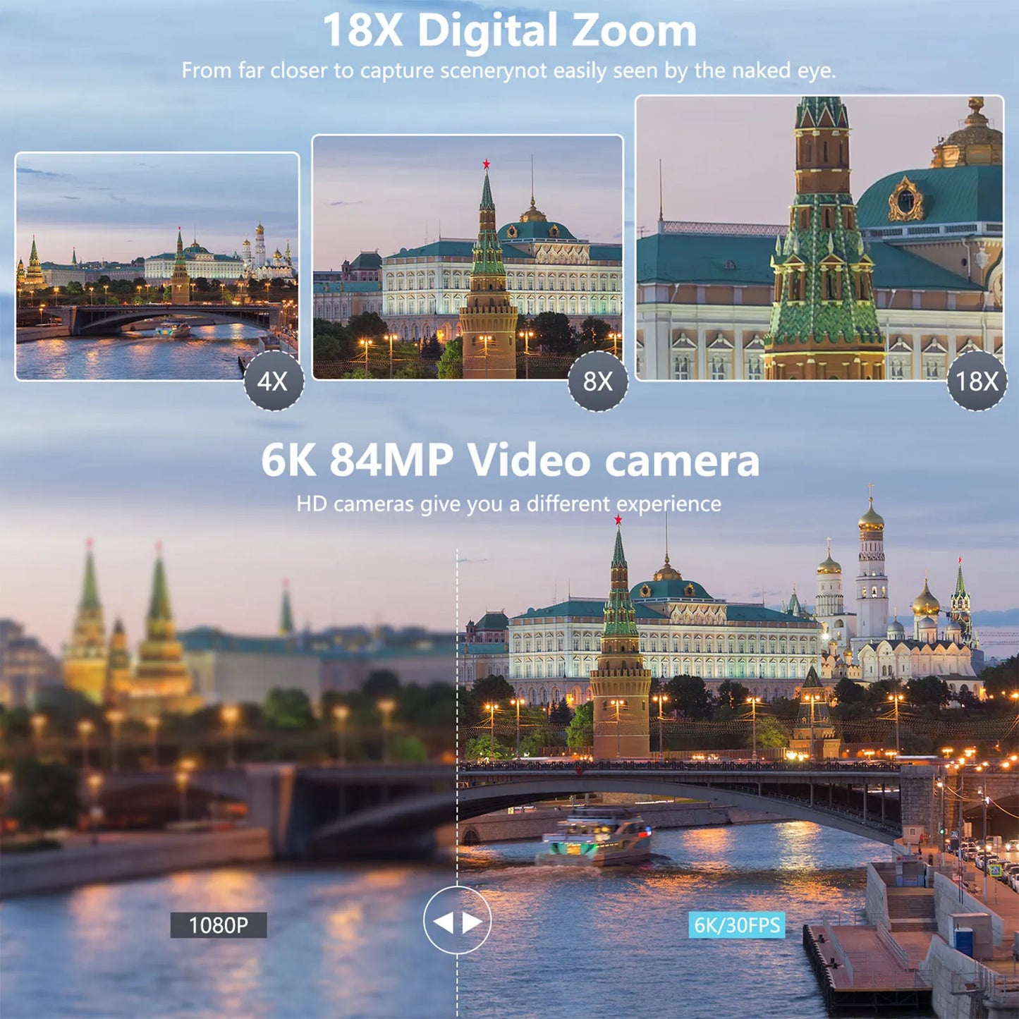 6K Digital Camera for Photography and Video Autofocus Anti-Shake 84MP YouTube Vlogging Camera 3'' 180° Flip Screen with Flash