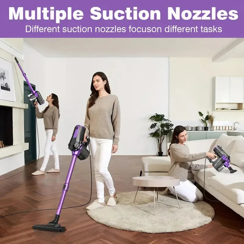 600W Portable Corded Handheld Vacuum Cleaner 18KPa Powerful Low Noise 48dB 4-in-1 Lightweight Stick Design for Household Use