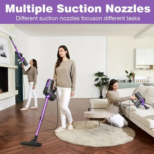 600W Portable Corded Handheld Vacuum Cleaner 18KPa Powerful Low Noise 48dB 4-in-1 Lightweight Stick Design for Household Use