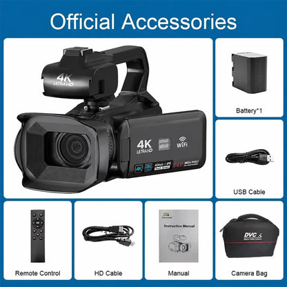 4K HD Video Cameras for Photography 64MP WiFi Livestream Webcam Camcorder 18X Digital Zoom Vlog Recording Camera for YouTube