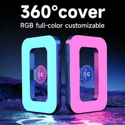 RGB Magnetic Handheld Ring Fill Light - Rechargeable for Phone Live Streaming, Photography, Desktop & Camera Cage Selfie Lightin