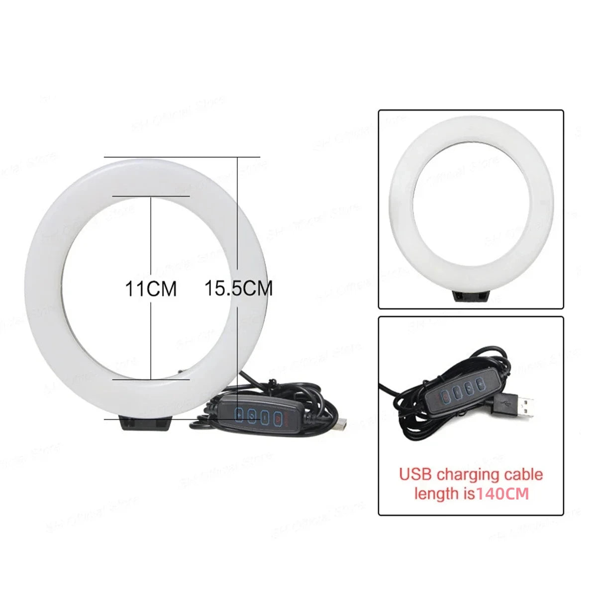 LED Selfie Ring Light 6-inch USB Plug 3-tone Lighting Photography Light Video Recording Live Broadcast Fill Light