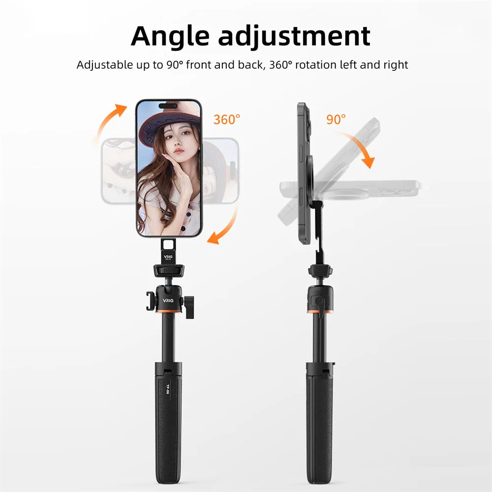 VRIG Magnetic Phone Holder Stand MagSafe Cold Shoe Tripod Mount w 1/4 Screw for iPhone Android Phone Desktop Live Streaming Vlog