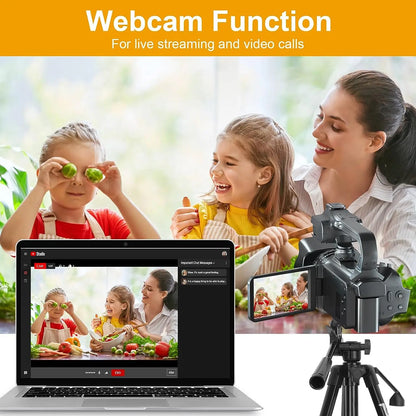64MP 4K Camcorder 4.0 Inch 270° Rotate Touch Screen 18X 4K UHD Professional Digital Video Camera Youtube Livestream Wifi Webcam
