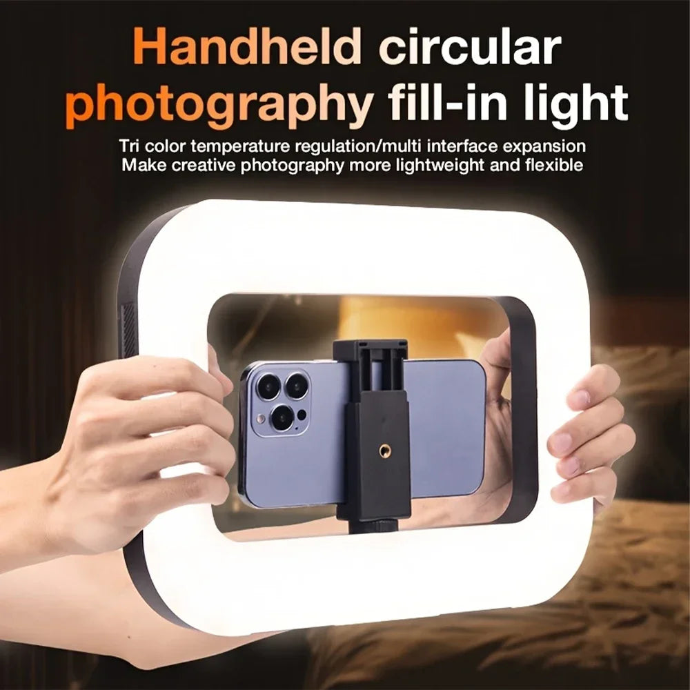 Live streaming Handheld Ring Fill Light Rechargeable 4000mAh Adjustable Brightness RGB Lights Phone Camera Portable Selfie Light