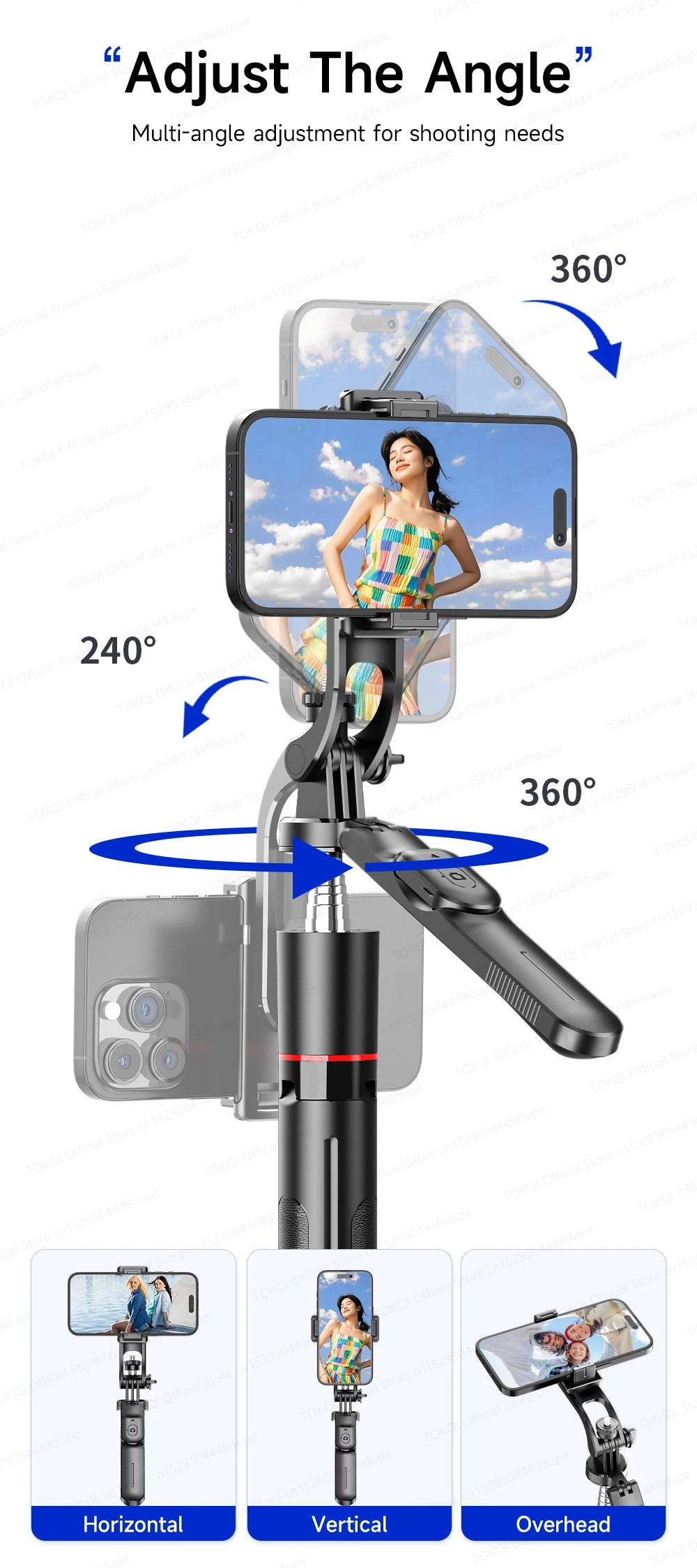F16 Tripod 1/4'' Interface Extendable Selfie Stick for Smartphone 360° Rotat Shooting Vlog Video Live Broadcast Film with Remote