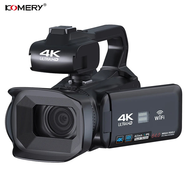 4K 60FPS Professional Camcorder for Photography 64MP WiFi Livestream Webcam Video Cameras 18X Digital Zoom YouTube Vlog Recorder
