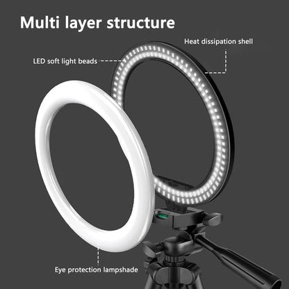 LED Ring Light Photography Light With Tripod Selfie Lamp For Phone Stand Holder Phone Lamp Ringlight For Studio Camera Lighting