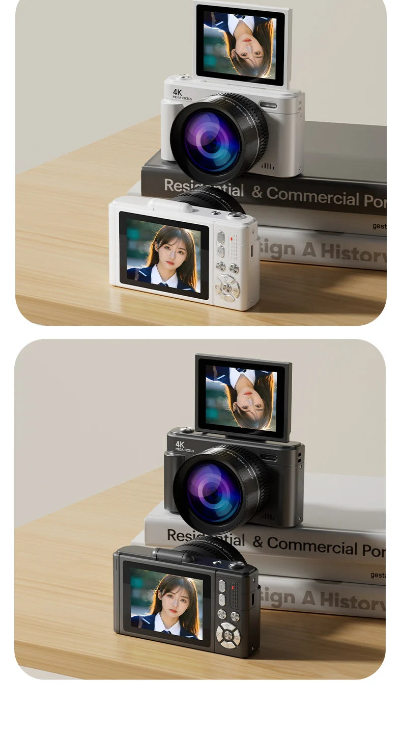Digital Camera 4K 64MP HD 18X Zoom Autofocus Retro Compact Digital Camera with 2.8 Inch Screen for Travel Photography Vlogging