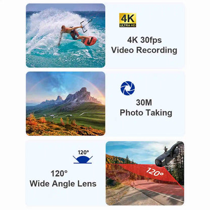 video camera wearable wearable video camera 4k Head Mounted Camera 4K 30FPS Anti Shake and 120° Wide Angle Lens Video Camera