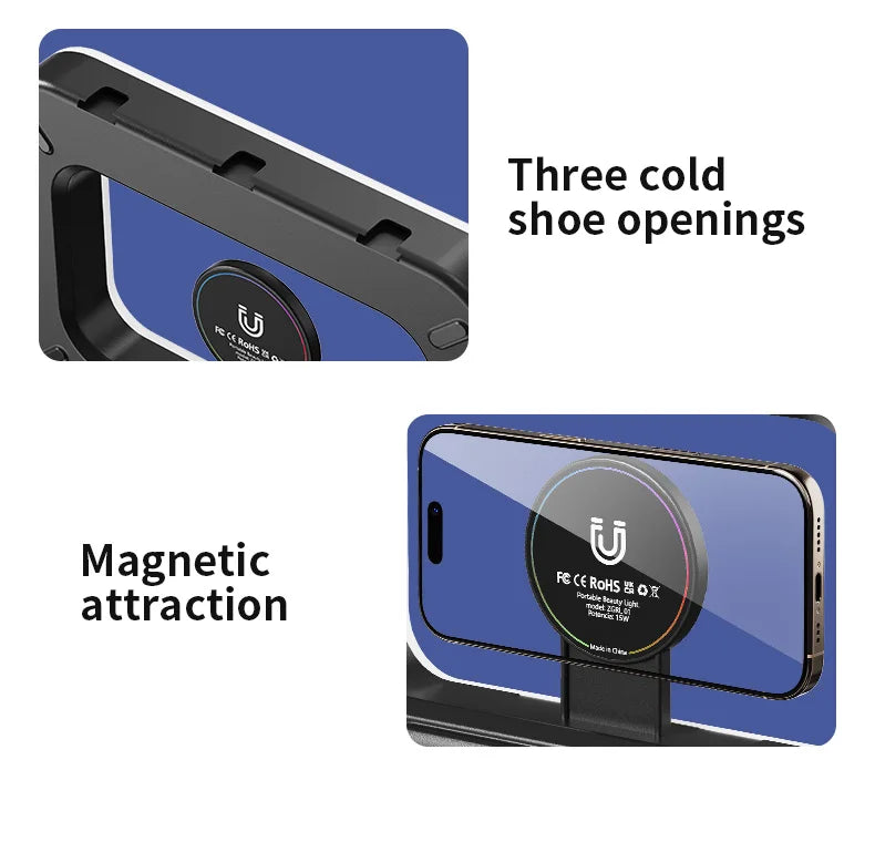RGB Magnetic Handheld Ring Fill Light - Rechargeable for Phone Live Streaming, Photography, Desktop & Camera Cage Selfie Lightin