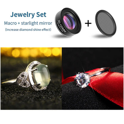 30-120mm Macro Lens Long Distance Professional Universal Clip Camera Photo Lens CPL Star Filters for iPhone XIAOMI HUAWEI Mobile