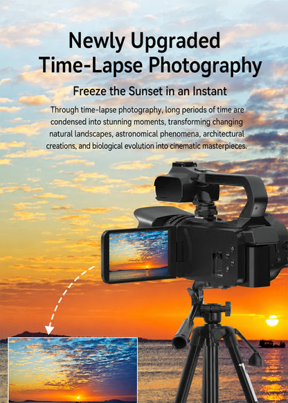 64MP 4K Camcorder 4.0 Inch 270° Rotate Touch Screen 18X 4K UHD Professional Digital Video Camera Youtube Livestream Wifi Webcam