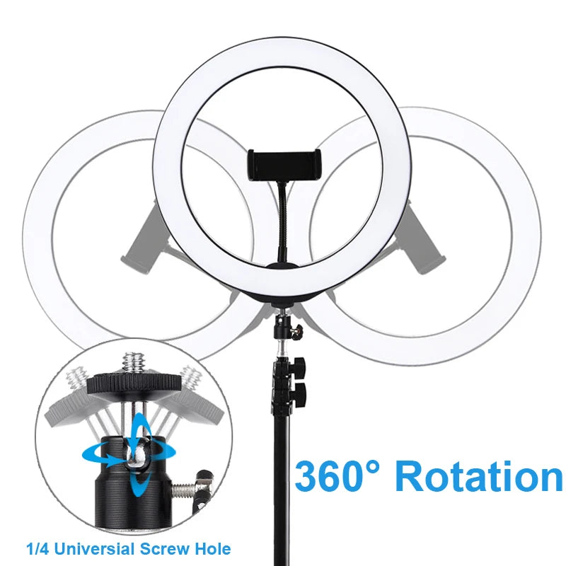 LED Selfie Ring Light 12 Inch Desktop Video YouTube Lamp Tripod Stand Dimmable RGB Photography Light Remote Control Soft Light