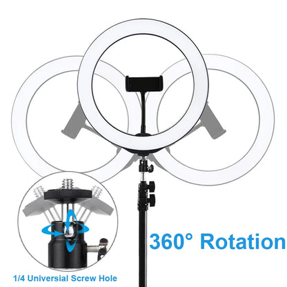 LED Selfie Ring Light 12 Inch Desktop Video YouTube Lamp Tripod Stand Dimmable RGB Photography Light Remote Control Soft Light