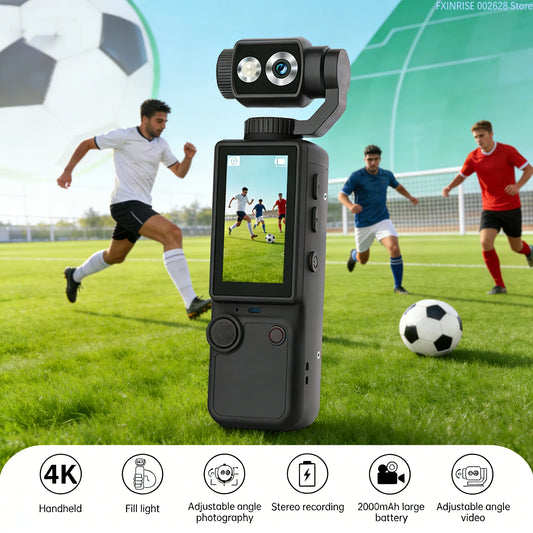 4K Vloging camera touch screen portable pocket action camera180° lens flip hand-held stabilizer fill light sports video cameras