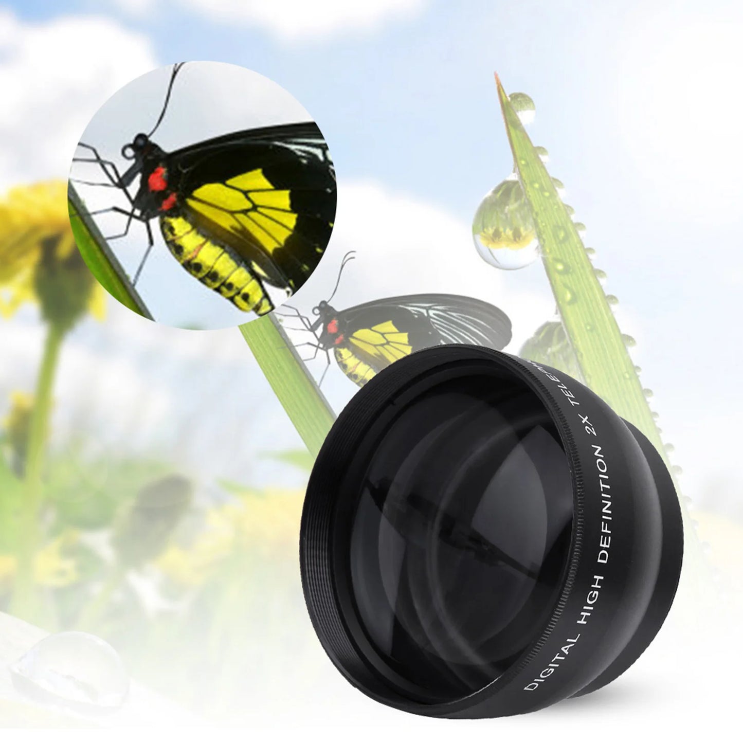 2X Lens 52mm 2X Magnification HD  Converter Telephoto Lens for 52mm Mount Camera 52mm Mount Camera Lens High Definition Lens