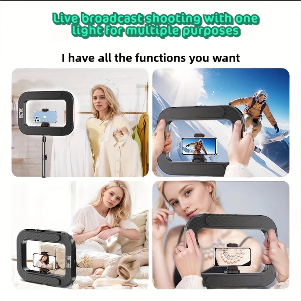 Live streaming Handheld Ring Fill Light Rechargeable 4000mAh Adjustable Brightness RGB Lights Phone Camera Portable Selfie Light